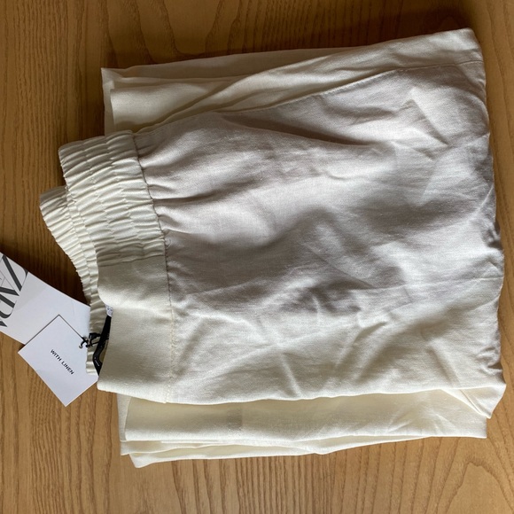Zara Linen Blend Wide Length Pants sz sm - Picture 5 of 5